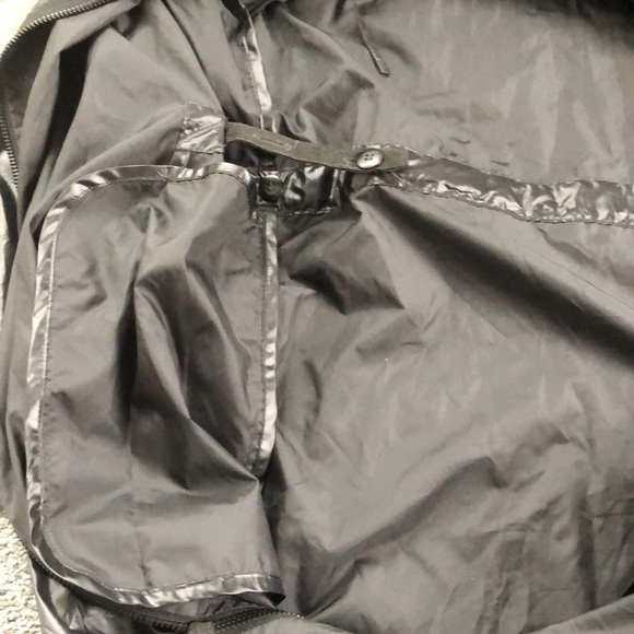 New HBC womens hooded long black shell lightweight packable rain coat M med - Picture 5 of 6